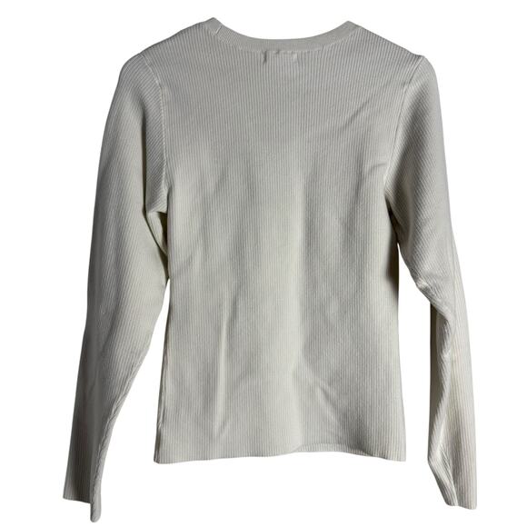 Good American Ivory White Ribbed Long Sleeve Cut Out Top Plus Size XXL - Picture 5 of 8